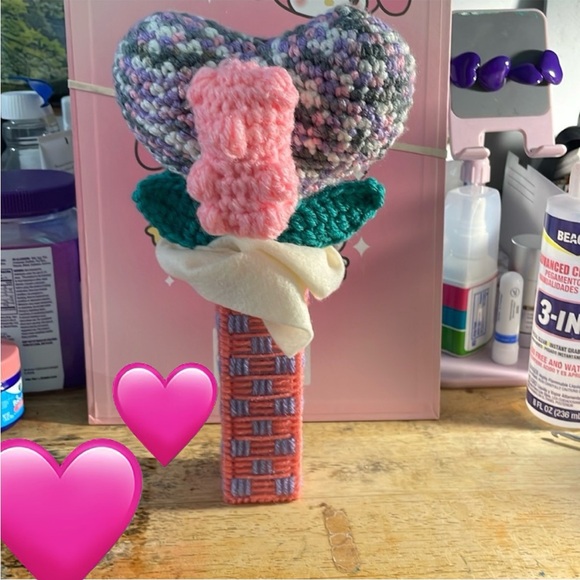 Marcy’s Creations Other - Multiple color heart with Pink Gummy Bear Crochet Heart Bouquet